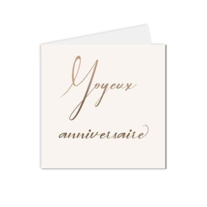 Carte anniversaire écriture manuscrite dorée