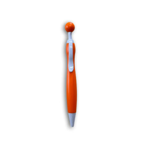 stylo bille boule, corps orange, encre bleue