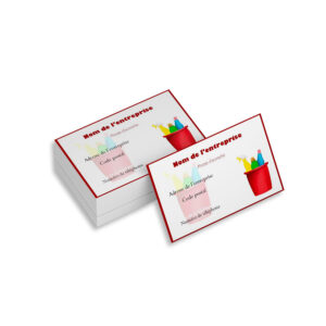 Cartes de visite pour entreprise de nettoyage avec dominante rouge, seau et produits d'entretien