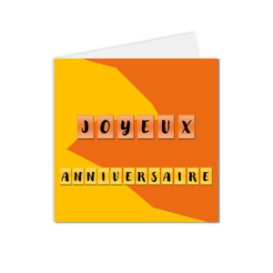 carte joyeux anniversaire avec une police de caractère en version lettres à jouer