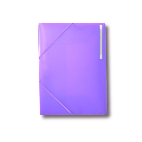 Pochette plastique 3 rabats violette.