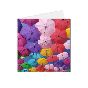 Carte postale paysage parapluies multicolores