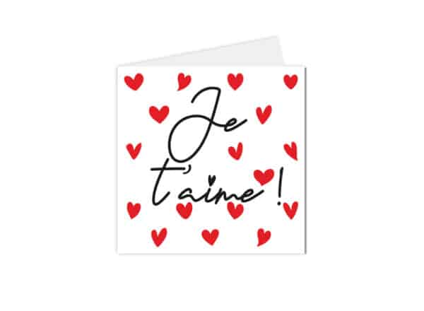 Carte "je t'aime" multitude de cœur rouge