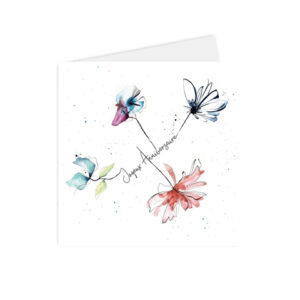 carte joyeux anniversaire fleurs aquarelles illustration