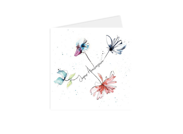 carte joyeux anniversaire fleurs aquarelles illustration