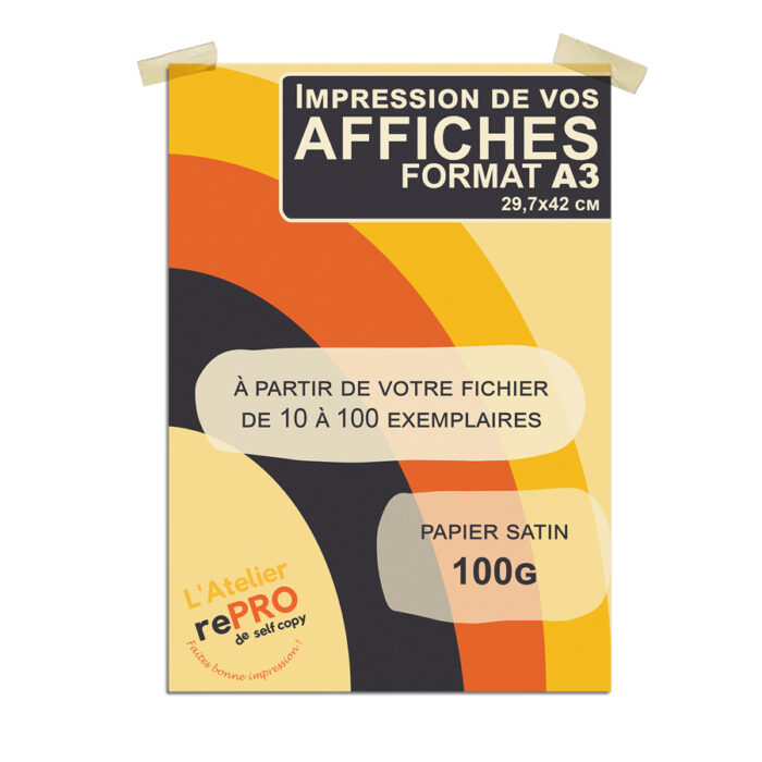 affiche format a3 papier 100g impression couleurs