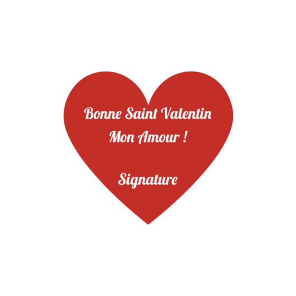 mug personnalisable spécial saint valentin, gros cœur rouge avec message personnel à l'intérieur