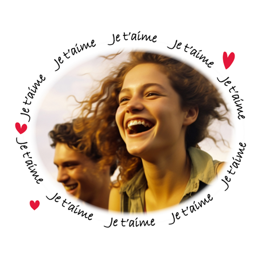 mug personnalisable spécial saint valentin, photo ovale, cadre mot "je t'aime"