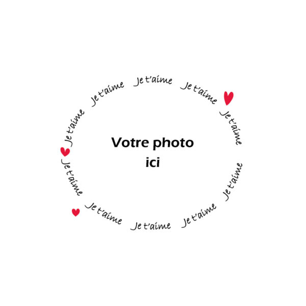 mug personnalisable spécial saint valentin, photo ovale, cadre mot "je t'aime"